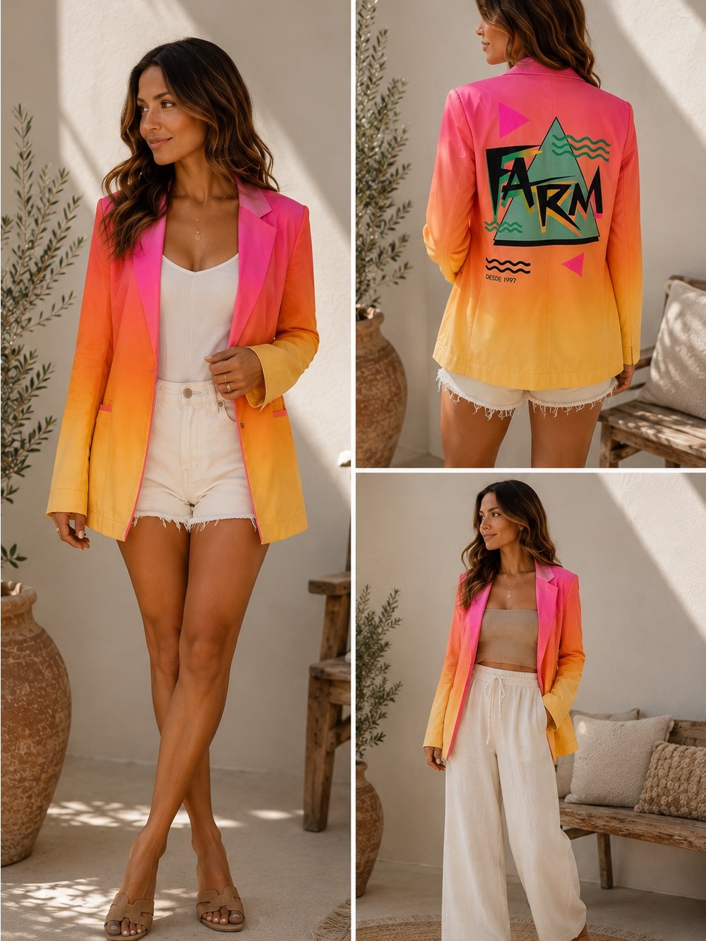 FARM Rio Gradient Graphic Summer Blazer Jacket - Picture 1 of 6